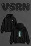 Feather Forest Deer Design Back Printed Oversize Black Hooded Sweatshirt