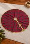 Pine Tree Skirt Cover 120 cm Gold Piping Red Plaid Patterned Christmas Skirt Cover - 3