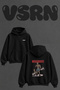 Zombie Bodybuilder Design Back Printed Oversize Black Hooded Sweatshirt