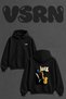 Jazz Saxophone Design Back Printed Oversize Black Hooded Sweatshirt
