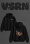 Elk Mountain Design Back Printed Oversize Black Hooded Sweatshirt