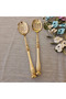 8-Piece Serving Set with Rimmed Gold Handles, Titanium - 4