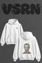 Lincoln Money Art Design Back Printed Oversize White Hooded Sweatshirt