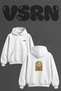 Tarot Moon Card Design Back Printed Oversize White Hooded Sweatshirt