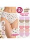 Özten Women's 100% Cotton Floral Patterned Bato Panties 12-Pack