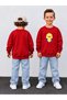 Boy's Crew Neck Sweatshirt Printed 3 Yarn Threaded Winter Comfortable Fit Cotton Sweatshirt