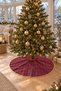 Pine Tree Skirt Cover 120 cm Gold Piping Red Plaid Patterned Christmas Skirt Cover - 2