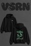 Vintage Butterfly Design Back Printed Oversize Black Hooded Sweatshirt