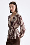 Double-Breasted Collar Patterned Blouse 1053 - 2