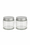 2 Pieces 100 ml Transparent Glass Jars with Silver Metal Lids - Storage for Candles, Creams, and Cotton