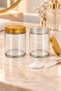 2 Pieces 100 ml Transparent Glass Jars with Gold Metal Lids - Storage for Candles, Creams, and Cotton - 3