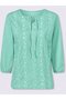 Women's Embroidered Three Quarter Sleeve Sporty Stylish Curve Plus Size Viscose Blouse - 2