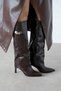 Scorpi Women's Belt Detail Wrinkled Leather Boots Brown - 3