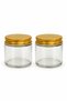2 Pieces 100 ml Transparent Glass Jars with Gold Metal Lids - Storage for Candles, Creams, and Cotton