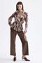Double-Breasted Collar Patterned Blouse 1053 - 4