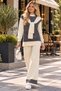 New Season Women's Scarf with Fine Stripes Knitted Wear Set