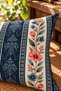 Midnight Garden Royal Bloom |   Navy Blue Bird and Flower Patterned Set of 2 Rectangular Decorative Throw Pillow Covers |   Vintage Botanical Living Room Decor - 4