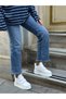 White Skin (Cerrely) Hidden Heel Padded Heel 8 cm Height Increasing Sneakers - 5