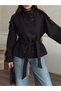 Women's Stand Collar Buttoned Waist-Tied Jacket Cashmere Coat - 6