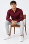 Men's Classic Collar Long Sleeve Buttoned Claret Red Shirt - 5