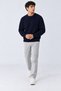 Men's Long Sleeve Navy Blue Knit Sweater - 2