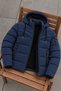Men's Sporty Cut Hooded Puffer Jacket in Navy Blue - 5