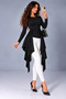 Black Colored, Long-Sleeved Blouse; with Draped Side Details and a Stylish Design, It Adds Elegance to Your Style. - 2