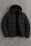 Men's Sport Cut Hooded Puffer Black Coat - 4