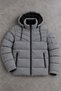 Men's Sport Cut Hooded Puffer Grey Coat - 4
