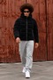 Men's Slim Fit Winter Hooded Black Coat - 3