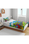 Dinosaur Dino Train Patterned Colorful 3D Digital Printed Single Bed Without Sheets Boy's Duvet Cover Set Sleeping Set - 3