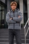 Men's Hooded Winter Thick Puffer Gray Coat - 5