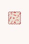 New Year's Candy Cane Embroidered Red Edge Cocktail Napkin 1 Piece