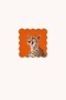 Pearl Necklace Detailed Cheetah Embroidered Orange Cocktail Napkin 1 Piece