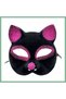 Black Color Fuchsia Glitter Suede Coated Cat Mask 18X14 cm Bsk2026