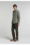 Comfort Fit Shirt Neck Plaid Men's Green Long Sleeve Shirt - 3