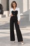 Perfect Match! Women's Black and White Buttoned Belt Detailed Blouse and Wide-Legged Trousers Two-Piece Set - 4