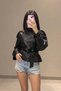 Bsk Faux Leather Mock Neck Lined Women's Leather Jacket Trench Coat - 2