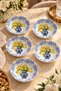 6-Piece Vase and Flower Patterned Jam Bowl and Snack Bowl Set - 13 cm - Presentation Bowl, Breakfast Bowl, Jam Bowl, Serving Bowl - Breakfast Presentation Bowl - 2