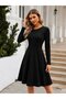 Women's long sleeve crew neck cropped crepe dress - imported - 2