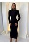Women's long sleeve turtleneck padded long diving dress