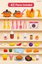 43 Piece Large Kitchen Playset for Kids 74 cm, Pretend Cooking Toy with Real Water Sink, Steam Spray, Lights and Sounds, Pink, Ages 3+ - 4
