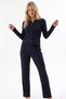 Black Noir Ribbed Front Buttoned Camisole Pajama Set - 2