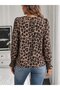 Women's Long Sleeve Crew Neck Print Single Jersey Blouse - 3