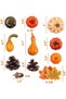 Artificial Pumpkins Gourds Home Decoration Set 50PCS Pumpkins Decoration Harvest Decoration 30 Fake Maple Leaves 10 Fake Acorns 2 Fake Pinecones 8 Fake Pumpkin (50pcs) - 3