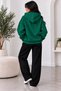 Women's Red Floral Illustration Printed Hooded Oversize Sweatshirt - Winter Sweatshirt with Kangaroo Pocket - 2