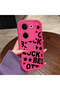 Tecno Camon 20 Compatible Good Luck Written Star and Letter Pattern Fuchsia Pink Silicone Phone Case Impact Resistant