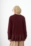 Women's Crew Neck Satin Pleated Detailed Sweatshirt Claret Red - 4
