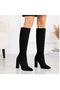 Women's Suede Boots with Pointed Heels - 2