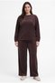Women's Plus Size Crew Neck Loose-Fit Brown Tracksuit Set